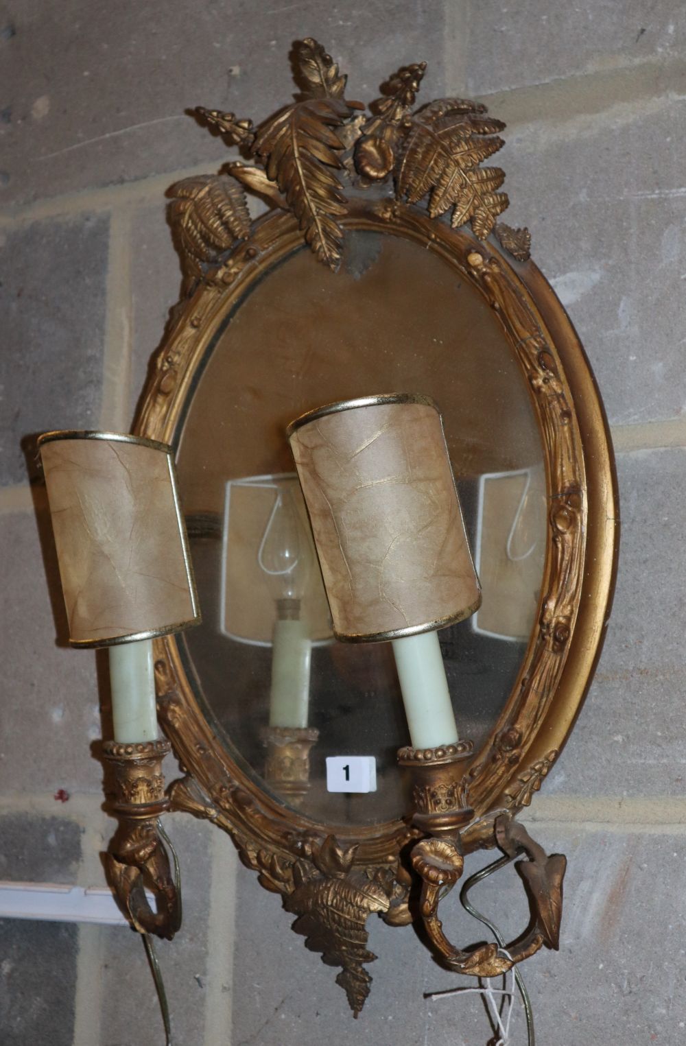 A pair of Victorian giltwood and gesso girandoles, W.35cm, H.62cm